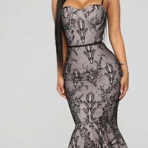 Revamped Charcoal and Ebony Lace Asymmetrical Dress